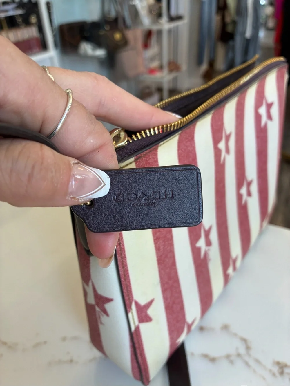 Coach Red and White Star Stripe Crossbody Bag